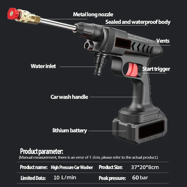 Wireless Car Washer Gun (Double Battery Included) - Infinitemartpk.store