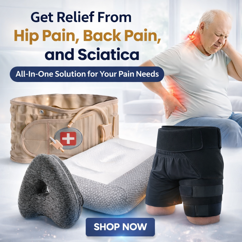 Head-to-Hip Pain Relief Bundle | Hip Brace, Hip Pillow, Goose Down Pillow & Spinal Support Belt - Infinitemartpk.store