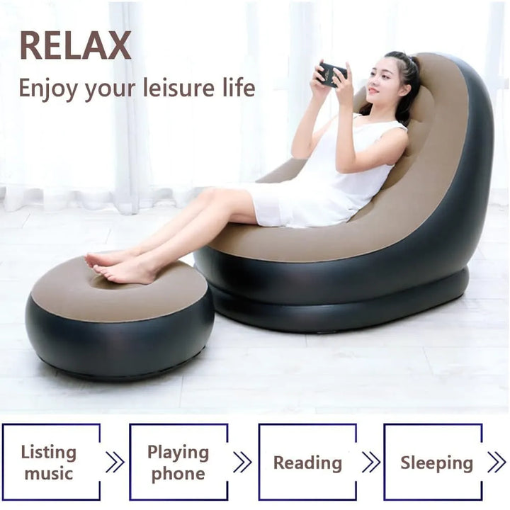 Inflatable Sofa with Footrest and Free Electric Inflator - Infinitemartpk.store