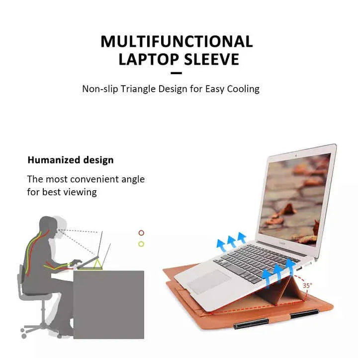Laptop Sleeve Bag with Stand (Leather) - Infinitemartpk.store